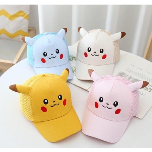 Pokemon Pikachu Embroidered Baseball Cap for Kids Baby Boys Girls Baseball Caps Snapback Caps Summer Outdoor Sun Hats 2-8Y