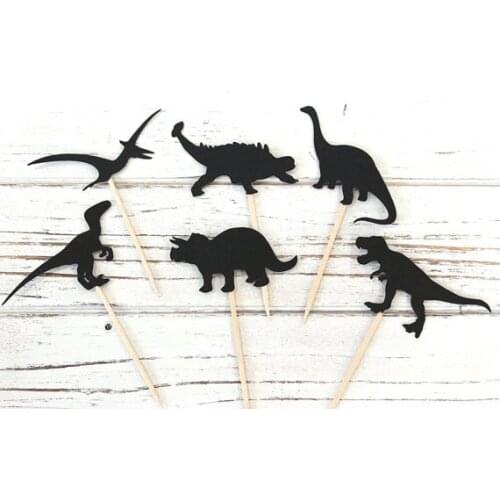 Glitter black Dinosaur Cupcake Toppers magic toothpicks Birthday wedding bridal baby shower Party Decoration