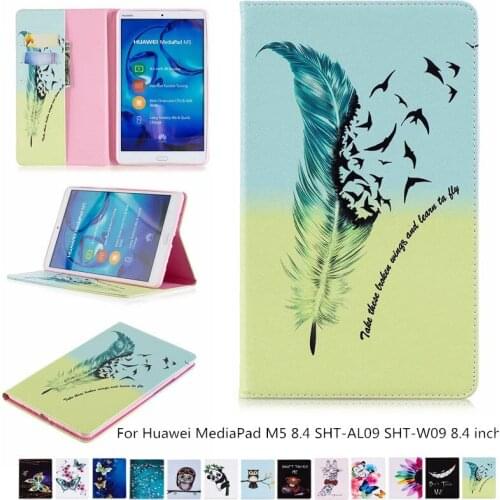Case For Huawei MediaPad M5 8.4 SHT-AL09 SHT-W09 8.4" Smart Cover Funda Tablet Fashion Cute Panda Owl Pattern Stand Shell + pen