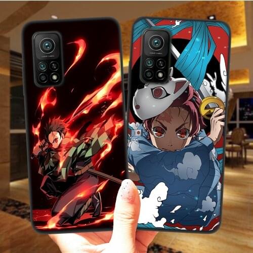 Cute Demon Slayer Anime Phone Case For Xiaomi Mi 10T Lite 10 Ultra Redmi Note 9S 7 8 9 Note9 Pro 8T Black Soft Silicone Cover