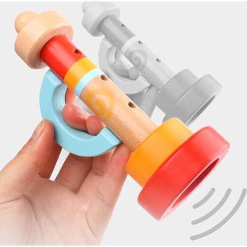 Baby Wood Musical Instrument Toys Speaker Wooden Vertical Whistle Speakers Trumpet Toy Random Color Children Kids