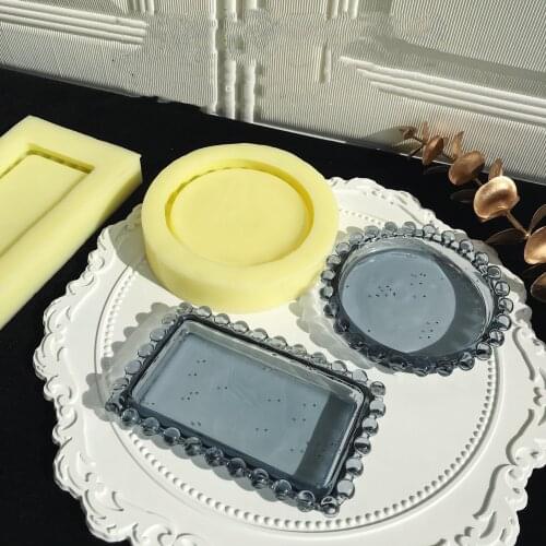 DIY Crystal Epoxy Pendulum Table Decoration Storage Tray Round Rectangular Pearl Plate Candle Holder Silicone Mold