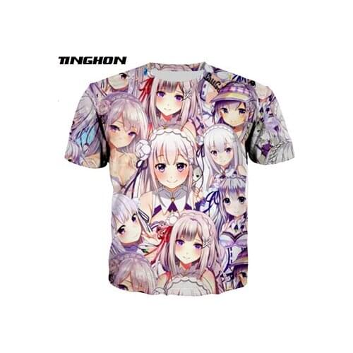 XS-7XL Summer Fashion Men Women T-shirt Anime Re: Zero Fullprint 3D Print T Shirts Harajuku Casual T Shirt 10