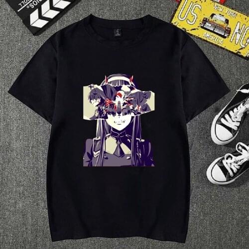 Men Women T-shirt Tops Kawaii Darling In The Franxx Tshirt Zero Two T-shirt Anime Manga Tee Shirt Clothes