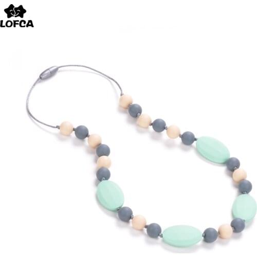 Teething Necklace Silicone Teething Product Chewable Necklace Chewable Baby Bead Necklace Food Grade Silicone Teething Necklace