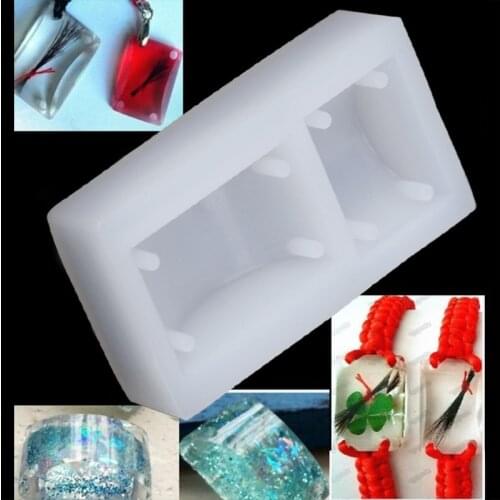 JAVRICK Rectangle Silicone DIY Mold Bracelet Pendant Jewellery Making Mould Resin Hole