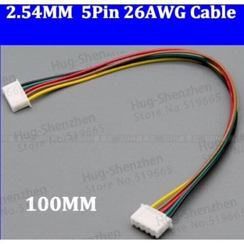 Free shipping 100pcs JST X2.54 5pin 100mm electronic cable XH Double-head wire with connector XH2.54 5pin