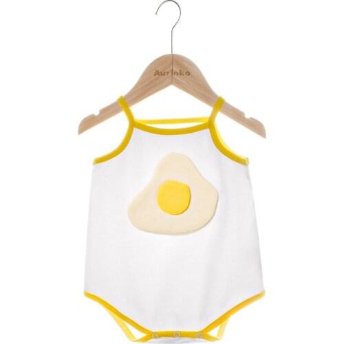 New Baby Boy Girl Romper Jumpsuit Egg Pattern Sleeveless Newborn Cotton Casual Suspender Triangle Rompers