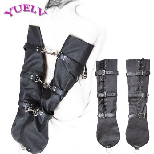 YUELV Leather Gloves Hand Bondage Cuffs Tight Restraints Belt Sleeve Fetish Slave Cuffs Flirting Sex Toys For Women Adult Game