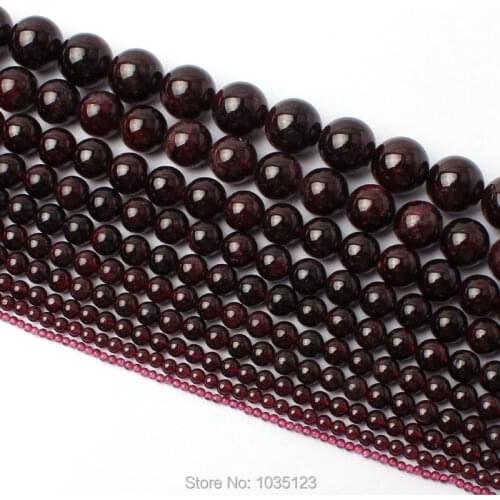 High Quality Natural Wine Red Garnet Stone Round 2/3/4/5/6/7/8/9/10/11/12mm Necklace Bracelet Jewelry Loose Beads 15 Inch wj289