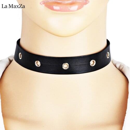 La MaxZa New Fashion Necklace PU Retro Choker Collar Gothic Punk Harajuku Necklaces for Women Personality Jewelry Accessories