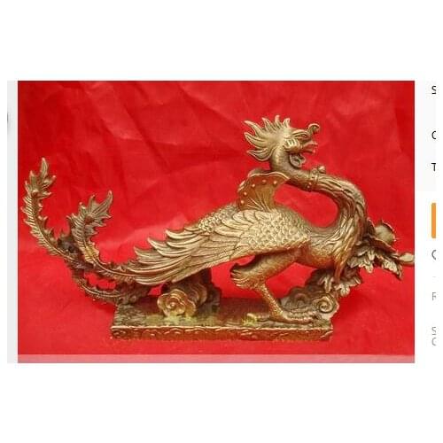 Copper Brass CHINESE crafts decoration Chinese Bronze Brass Sculpture Phoenix Statue