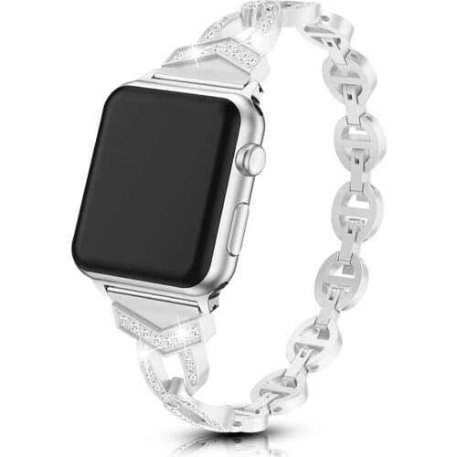 Fashion Diamond Bracelet for Apple Watch SE Band Series 6 5 4 3 2 1 Women Strap for iWatch 40mm 44mm 38mm 42mm Metal Wrist Belt