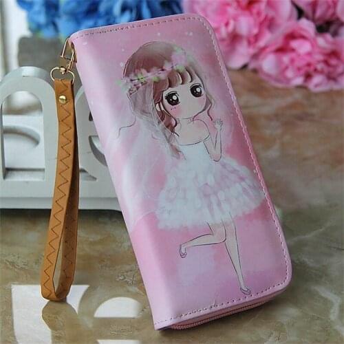 Lovely Girls Long Wallet Purse Soft Leather Clutch Purse Wallet For Student Girl Purse Card Holder Wallet La cartera de la chica
