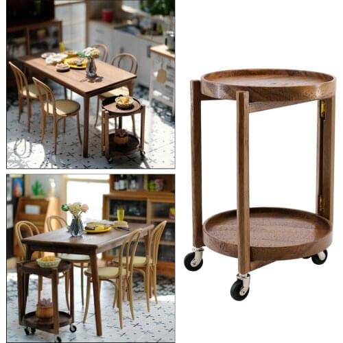 Dollhouse Miniature Furniture Movable Mini End Table Decoration for Bedroom Living Room, 1/6 Scale