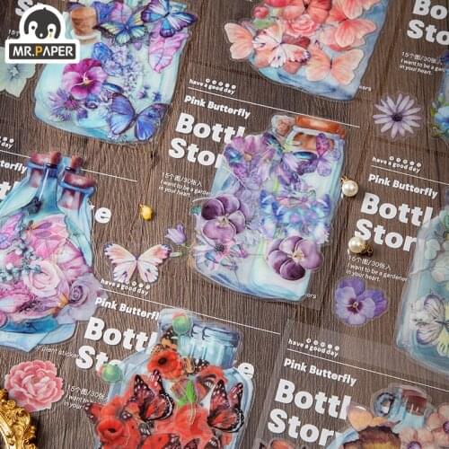 Mr.paper 8 Design Bottles Take Monogatari Series Decorative Stickers Scrapbook Diary Toys Decorative Album DIY Stationery Sticke