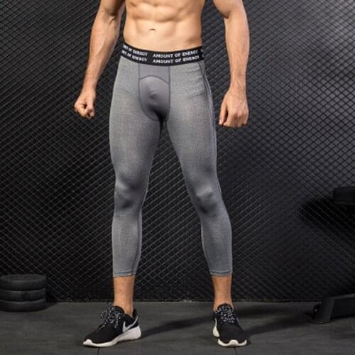 Mans Compression Pants Tights Leggings Basketball Pants Gym Sport Fitness Quick Dry Trousers Male Running Crossfit Leggings 3/4