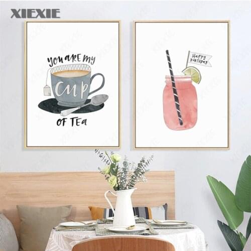 Nordic Style Wall Art Canvas Print Painting Cafe Wall Poster for Dining Room Milk Tea Shop Cake Shop Dessert Shop Decor Mural