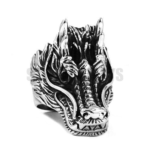 Wholesale Gothic Dragon Ring Stainless Steel Jewelry Classic Punk Dragon Head Motor Biker Men Ring SWR0509