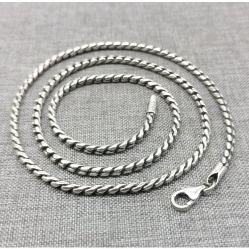 925 Sterling Silver Oxidized Bone Shape Necklace Chain Lobster Clasp 18" to 30"