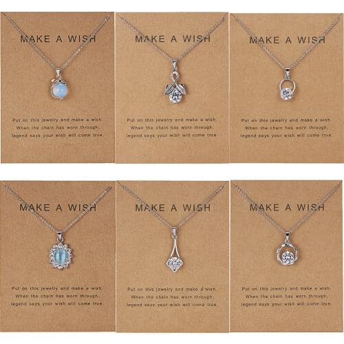 New Crystal Pendant Necklace with Card Fashion Dolphin Natural Stone Zircon Necklaces for Women Part Wedding Jewelry Gifts 2021