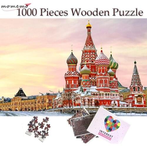 MOMEMO St. Vasili Cathedral Jigsaw Puzzle Wooden Puzzle 1000 Pieces Famous Russian Architecture Adults Puzzles Landscape Puzzle