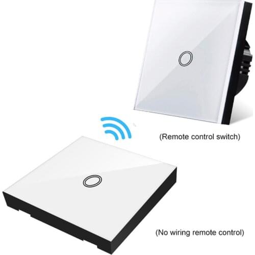 EU Standard RF433 Wireless Control Transmitter Switch Glass Panel Smart Home Lamp Remote Control Light Touch Switches 100-240V