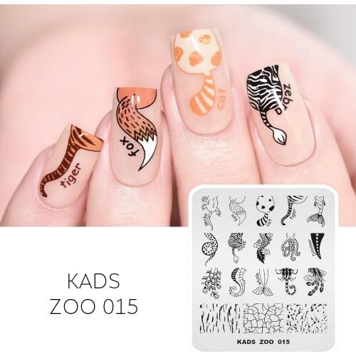 KADS Nail Art Stamp Template Animal Tail Pattern Design Nail Stamping Plate Peacock Lizard Image Nail Mold Stencil Plate Tools