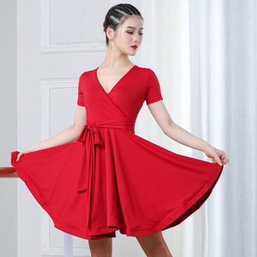Sexy Short-Sleeve Latin Dance One-Piece Dress for Women Ballroom Tango Cha Cha Dance Skirt Latin Dance Competition Dress