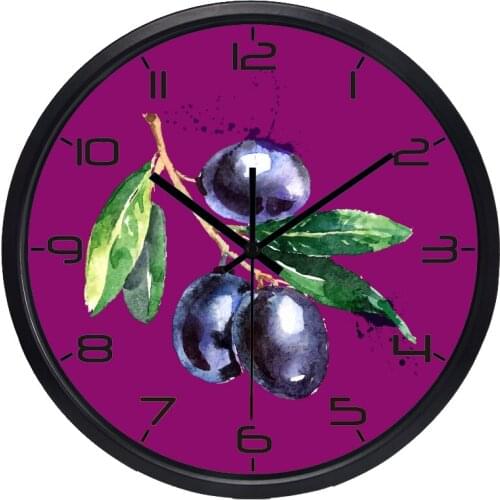 Popular Vintage Grape Silent Wall Clock Beautiful Circle Vintage Fruit All Match Room Clock
