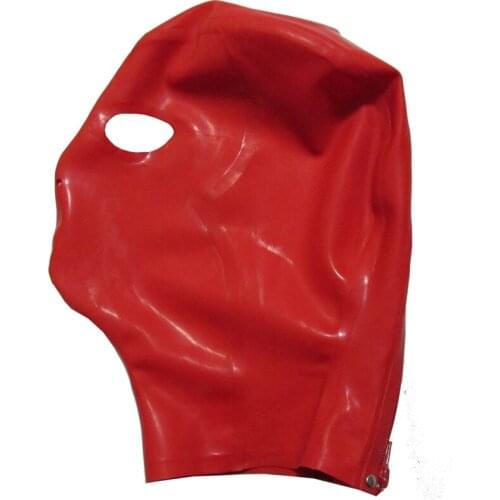 Handmade Unisex Rubber Latex Mask Without Mouth Back Zip Hood RLM026