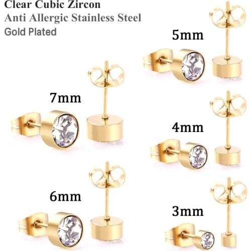LUXUKISSKIDS 5pair/lot Round Zircon Stud Earring Set Stainless Steel Earings Brinco Piercing For Women 2020 Fashion Jewelry