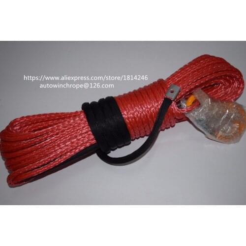Red 8mm*30m Synthetic Rope,ATV UTV SUV Winch Line,Off Road Rope,Towing Ropes with Hook,Tow Cable