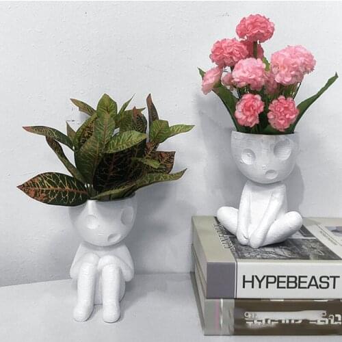 Nordic Ins Abstract Character Vase Desktop Flower Arrangement Container Living Room Statue Furnishings Home Decor Ornaments