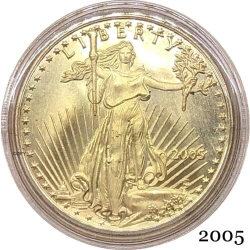 United States Of America Eagle Gold BUllion Brass Metal coins $25 Half Ounce 25 Dollars 2005 Liberty In God We Trust Copy Coin