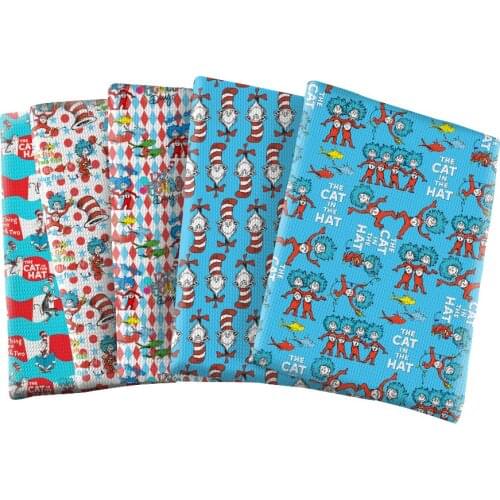 Cute Cartoon Printed Cloth Hat Cat Polyester Bubble Fabric Sewing Home Textile DIY Crafts Supplier 50*145cm