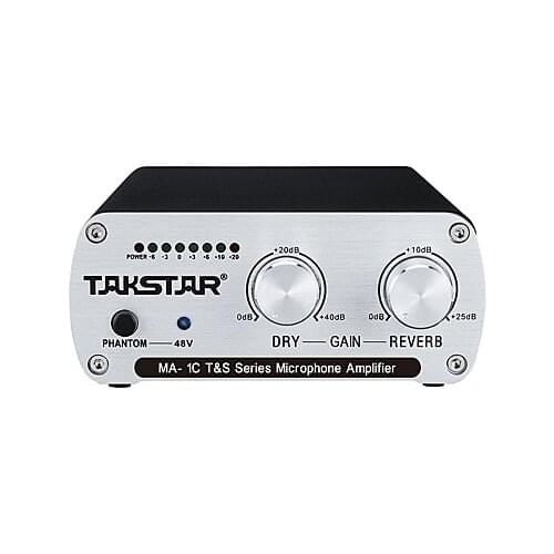 Takstar MA-1C audio microphone amplifier with 48v phantom power supply 3D adjustable reverberation LED indicate