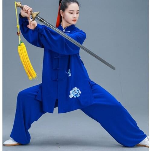 Unisex top quality customized Embroidery tai chi suits spring&autumn martial arts taijiquan suit kung fu wushu clothing uniforms