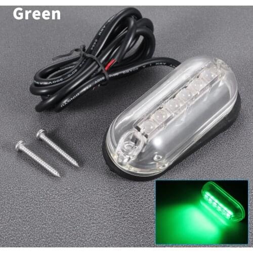 Green Light Color 6 LED Underwater Fishing Light 12V 3W Boat Night Light Water Landscape Lighting for Marine Boat Yacht Hardware