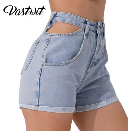 High Waist Denim Shorts Women Jeans Hollow Out Korean High Waisted Wide Leg Shorts Streetwear