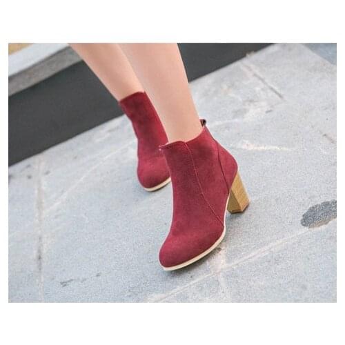 Hot Autumn Winter Women Boots Solid European Ladies shoes boots Suede Leather ankle boots with thick scrub size 35-39