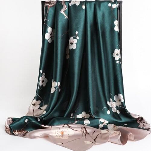 Female Dustproof Square Kerchief Summer Luxury Silk Scarves Korean Oil Painting Handkerchief Fashion 90X90CM Sunscreen Shawls