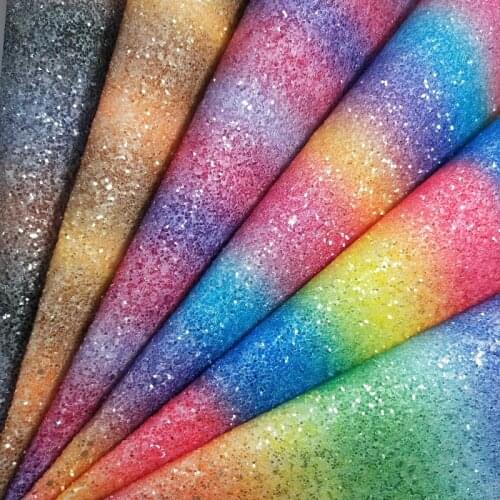 1PC 21X29CM Synthetic Letaher, Cuero Sintetico Rainbow CHUNKY GLITTER LEATHER For Making Bows Accessories T108