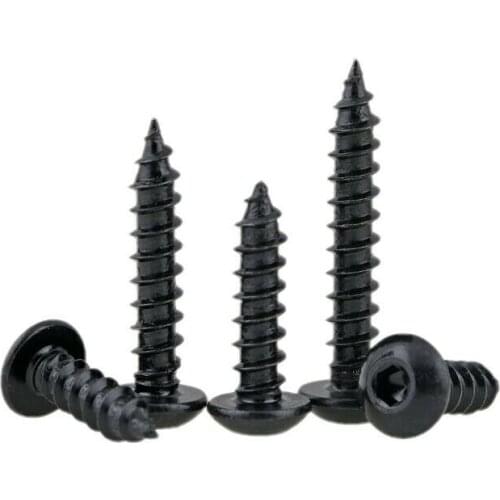 10pcs M3M4M5M6 Grade 8.8 high strength black round head hexagon socket tapping screws