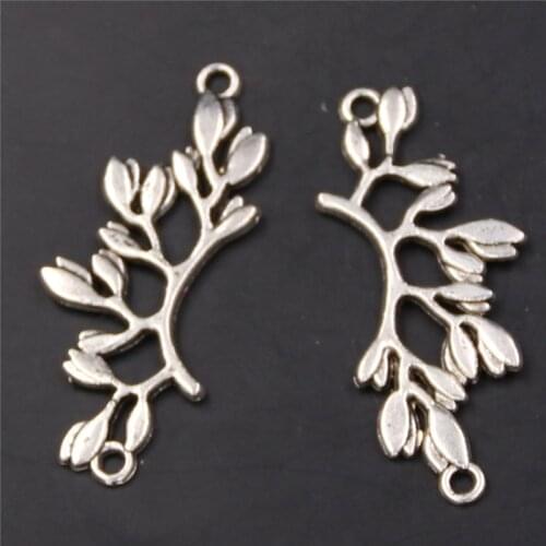 20pcs Silver Plated Orchid Flowers Pendants DIY Necklace Bracelet Connectors For Metal Jewelry Handicraft Making 37*12mm A491