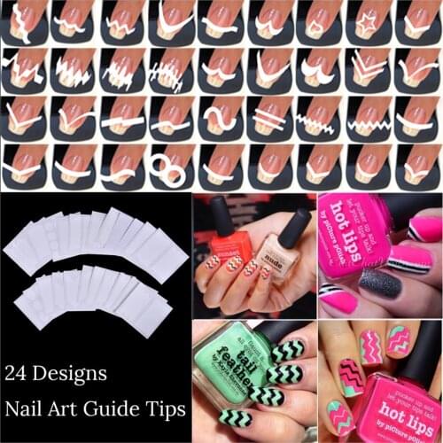 24 sheets/lot French Manicure DIY Nail Art Tips Guides Stickers Stencil Strip Beauty Nail Tools Decoration