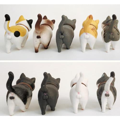 9Pcs/Set Mini PVC Animal Model Cat Doll Figures Toy Creative Handicraft Ornaments Cute Bell Cat Decoration Crafts