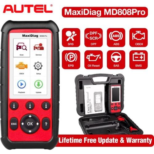 Autel MaxiDiag MD808 Pro All System OBD2 Scanner Oil and Battery Reset Registration, Parking Brake Pad Relearn,SAS,SRS,ABS,EPB