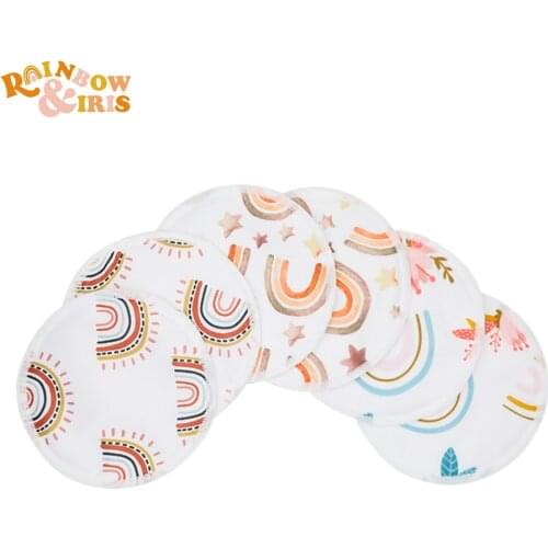 Rainbow&Iris Bamboo Nursing Pads Healthy Breathable with Rainbow Print 6 Pcs Pack