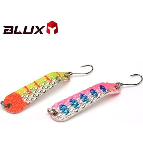 BLUX Diamond Spoon 38MM 3.8G Metal Lure Brass Hard Artificial Bait Sinking Copper Freshwater Stream Bass Trout Fishing Tackle